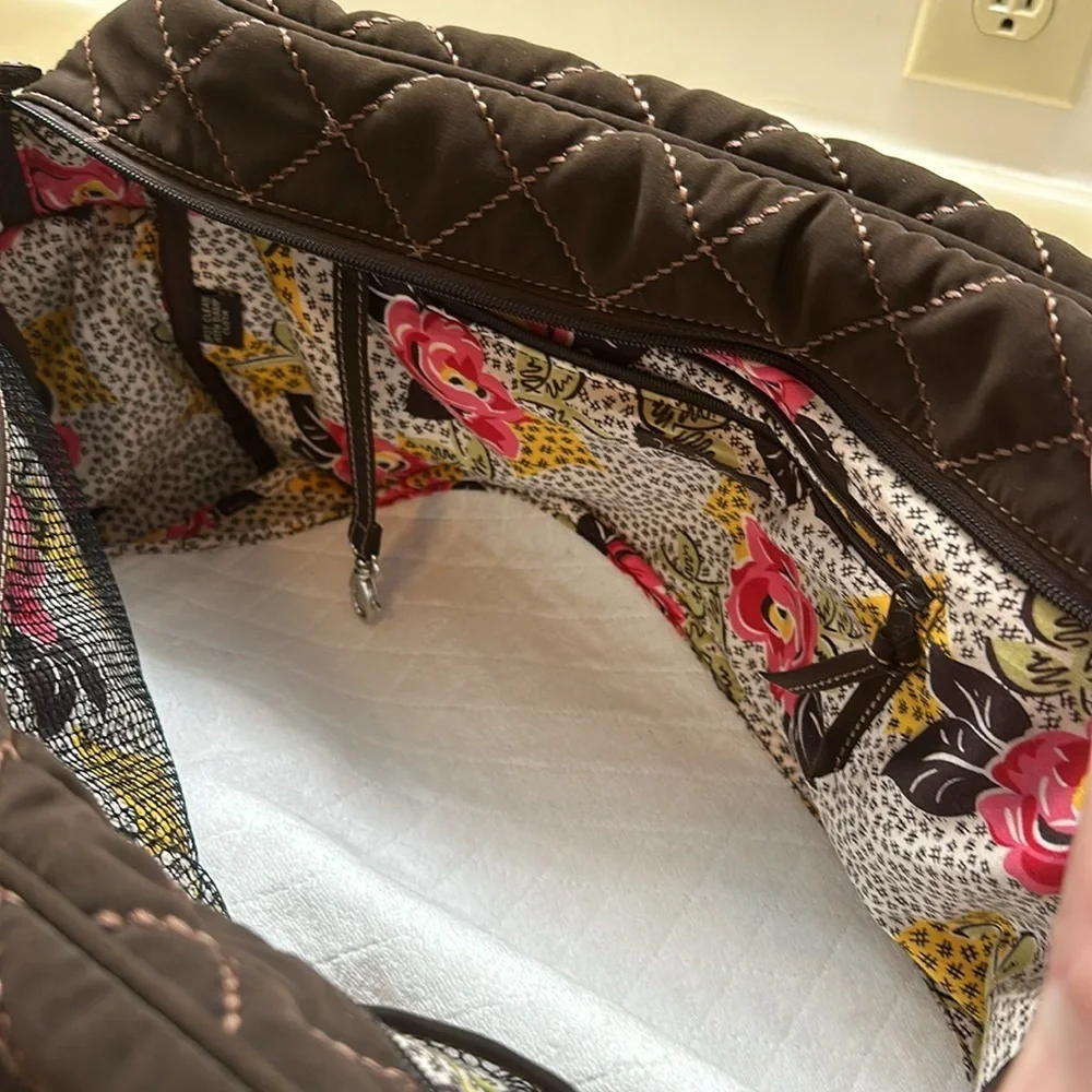 VERA BRADLEY Brown Quilted Heavy Duty Diaper Bag. Never used.